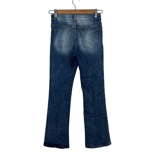 Hudson Girl's 10 Flared Jeans Stone Wash Distressed Patches High Rise Denim - Picture 6 of 12